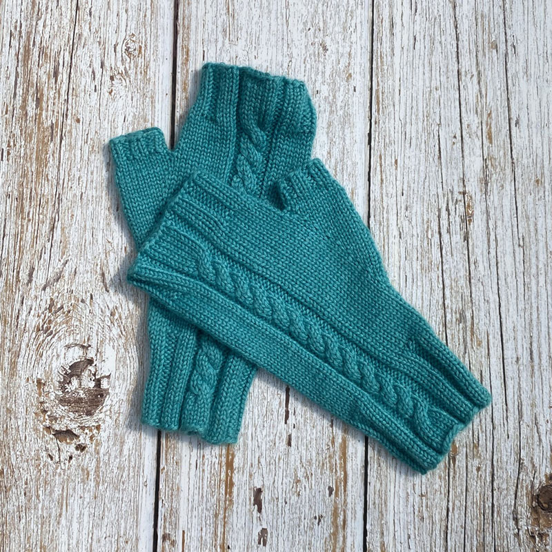 Mitaines soie et cachemire bleues