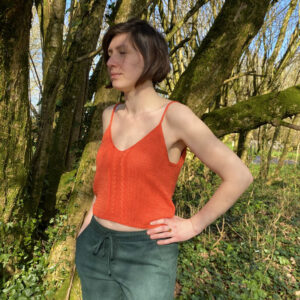 Crop top femme Corail sur Léna La laine de Galeine