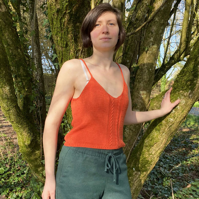 Crop top femme Corail sur Léna La laine de Galeine